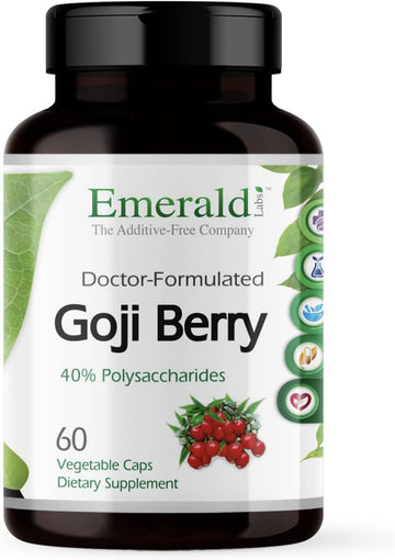 Emerald Labs Goji Berry - Dietary Supplement With Polysaccharides Lycium Barbarum For Liver Cleanse, Energy Booster, And Immune Function - 60 Vegetable Capsules