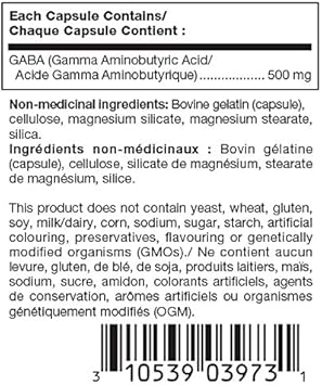 Douglas Laboratories Gaba 500 Mg. | Amino Acid Support For Brain Neurotransmitters, Sleep Cycles, And Body Temperature | 60 Capsules