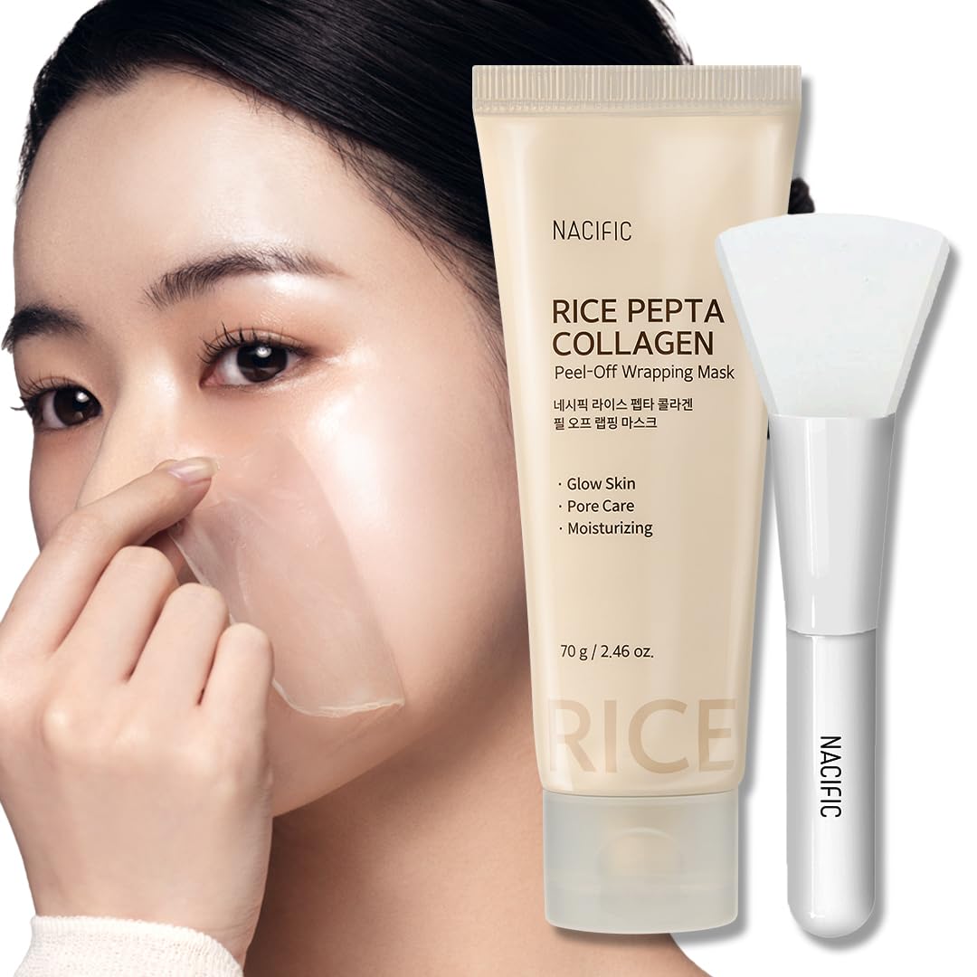 Nacific Rice Pepta Collagen Peel-Off Wrapping Mask 2.46Oz 70G – Overnight Facial Mask Pack, Hydrating, Firming & Elasticity, Pore Minimizing, Lifting, Glowy Glass Skin, Korean Skincare With Peptide