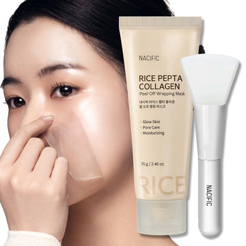 Nacific Rice Pepta Collagen Peel-Off Wrapping Mask 2.46Oz 70G – Overnight Facial Mask Pack, Hydrating, Firming & Elasticity, Pore Minimizing, Lifting, Glowy Glass Skin, Korean Skincare With Peptide