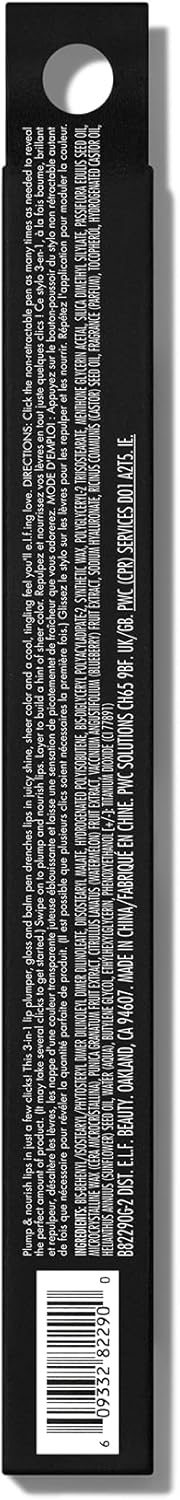 E.L.F. Pout Clout Lip Plumping Pen, Nourishing Lip Balm For Sheer Colour & Shine, Plumps & Moisturises, Vegan & Cruelty-Free, Red My Mind