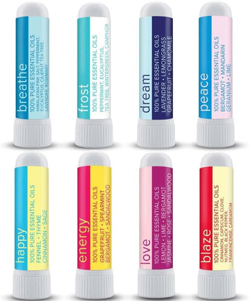 Moxe Nasal Inhaler Bundle, 8 Essential Oil Blends, Aromatherapy Sticks, Warming & Cooling Fragrances, Undiluted Oil, Natural Ingredients, Made In Usa