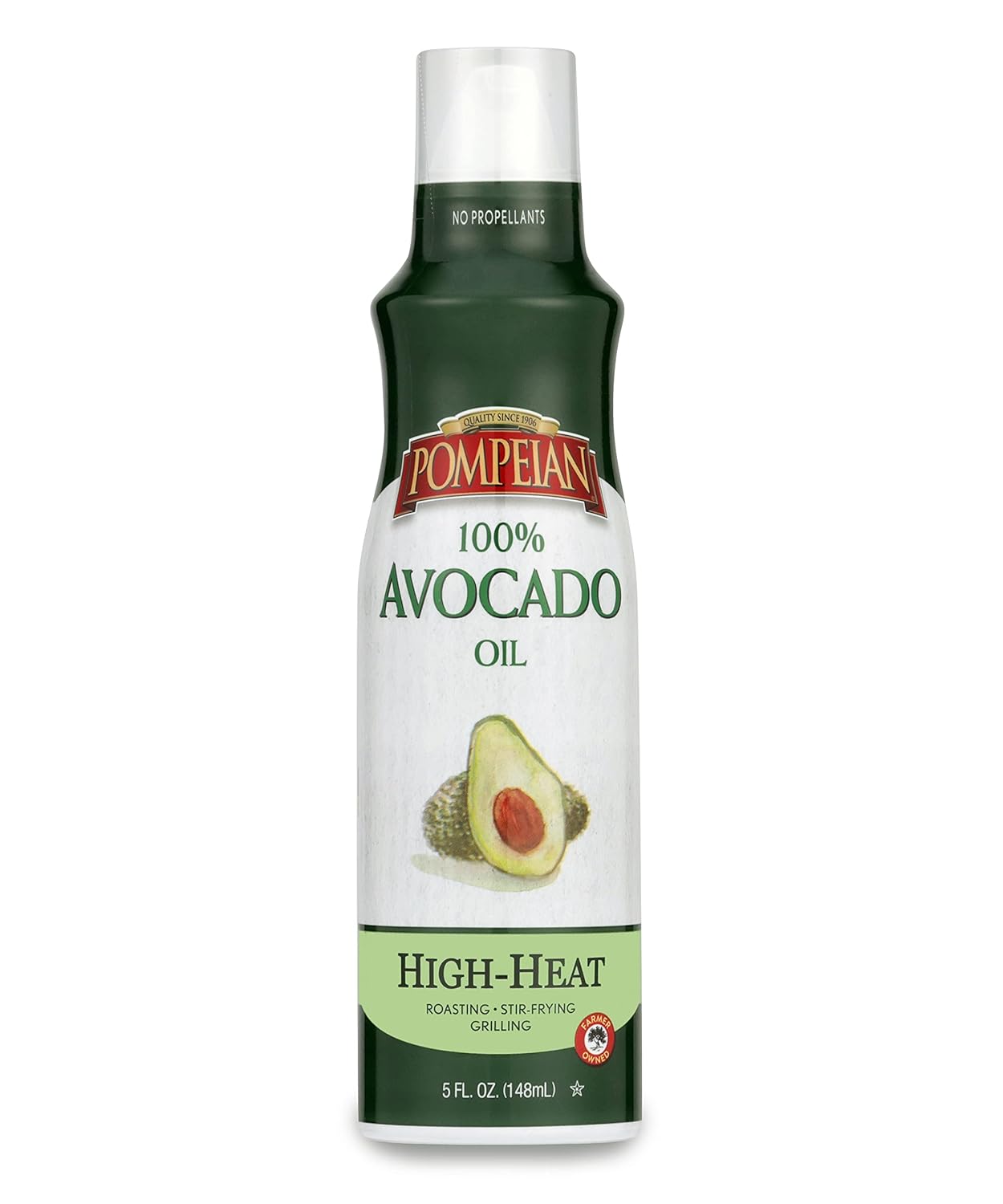 Pompeian 100% Avocado Oil Cooking Spray, Mildly Nutty Flavor, Perfect For High-Heat Cooking, Roasting And Stir-Frying, Naturally Gluten Free, Non-Allergenic, Non-Gmo, No Propellant, 5 Fl. Oz