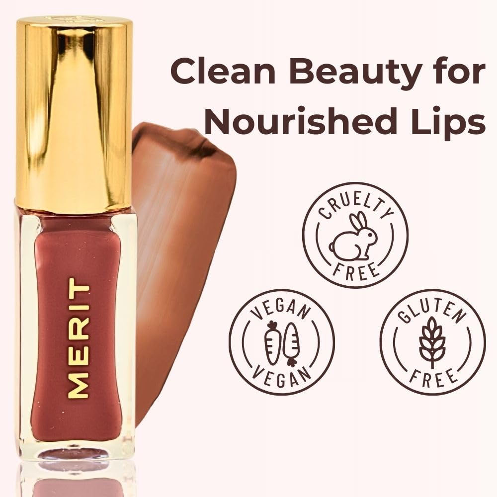 Merit Shade Slick Classics Tinted Lip Oil - Pink Beet (Cool Pink) 0.23 Oz / 7 Ml : Beauty & Personal Care