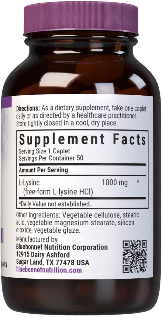 Bluebonnet L-Lysine 1000 Mg Caplets, 50 Count