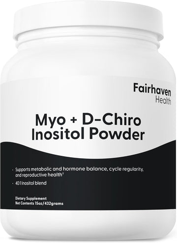 Fairhaven Health Myo-Inositol And D-Chiro Inositol Powder | 40:1 Ratio | Healthy Ovarian & Hormone Balance For Women* | Premium Vegan Inositol Supplement For Women | Non-Gmo | 180 Servings