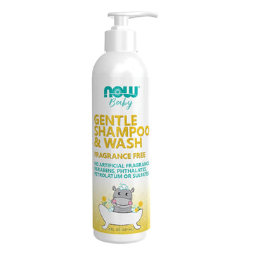 NOW Baby, Gentle Shampoo & Wash, Fragrance Free with No Artificial Fragrance, Parabens, Phthalates, Petrolatum or Sulfates, 8-