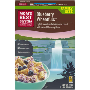 Mom's Best Blueberry Wheatfuls Cereal, No High Fructose Corn Syrup, 22 Ounces (Pack Of 12)