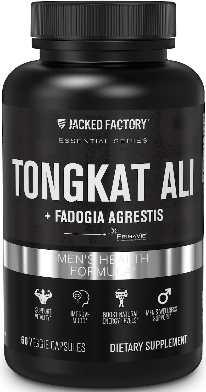 Jacked Factory Indonesian Tongkat Ali + Fadogia Agrestis - 200:1 Extract Longjack Tongkat Ali For Men With Fadogia Agrestis 600Mg & Primavie Shilajit To Support Vitality, Energy, & Mood - 60 Capsules