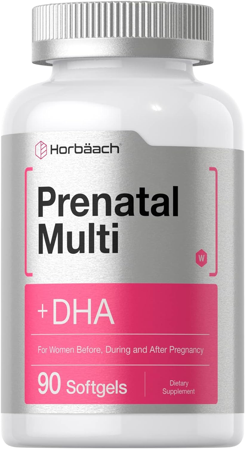 Horbäach Women'S Prenatal Multivitamin With Dha, Iron And Folic Acid | 90 Softgels | Non-Gmo & Gluten Free