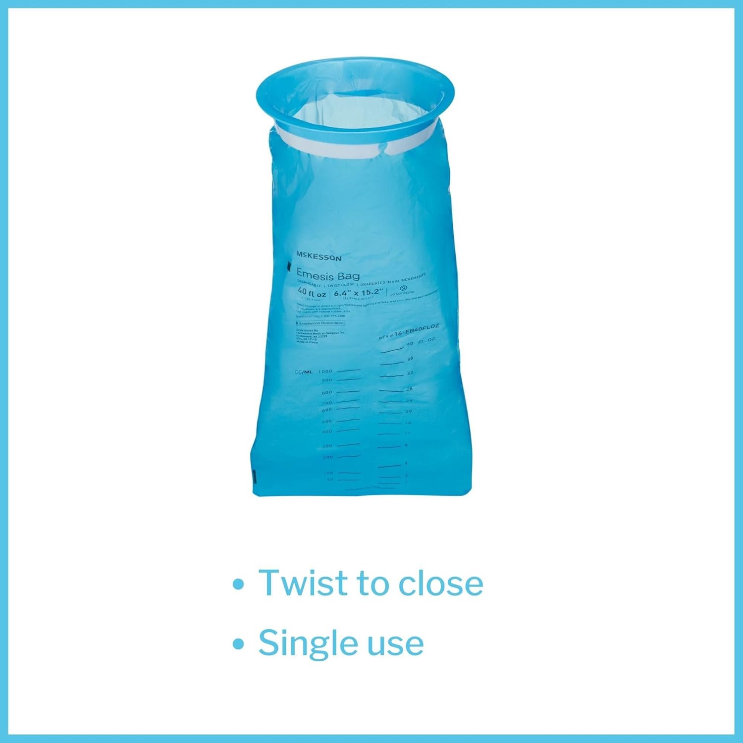 Mckesson Emesis Bag 40 Fl. Oz. Blue, 25 Per Sleeves : Health & Household