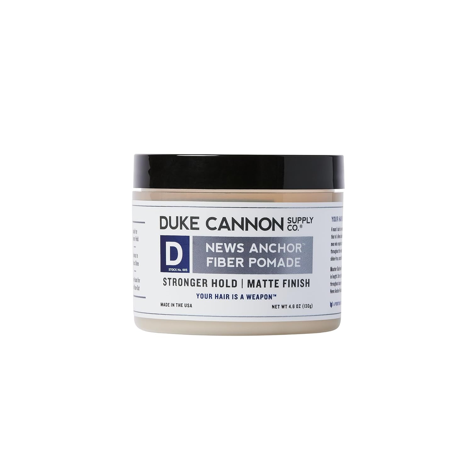 Duke Cannon News Anchor Fiber Pomade - Strong Hold, Natural Matte Finish - 4.6 Oz