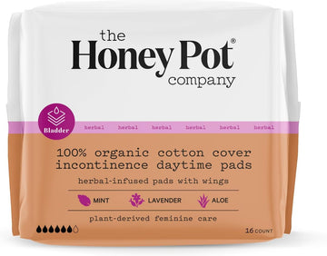 The Honey Pot Company - Herbal Pads For Women - Organic Incontinence Daytime Pads W/Wings. Infused W/Essential Oils For Cooling Effect & Postpartum Essentials. Feminine Care - Fsa & Hsa - 16Ct