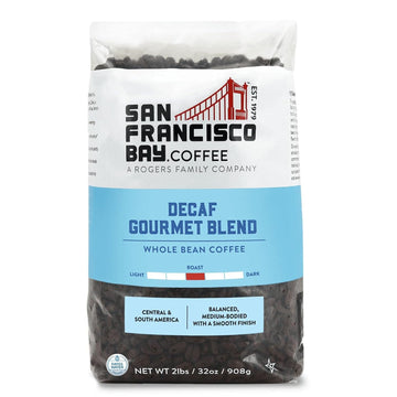 San Francisco Bay Whole Bean Coffee - DECAF Gourmet Blend (2lb Bag), Medium Roast, Swiss Water Processed