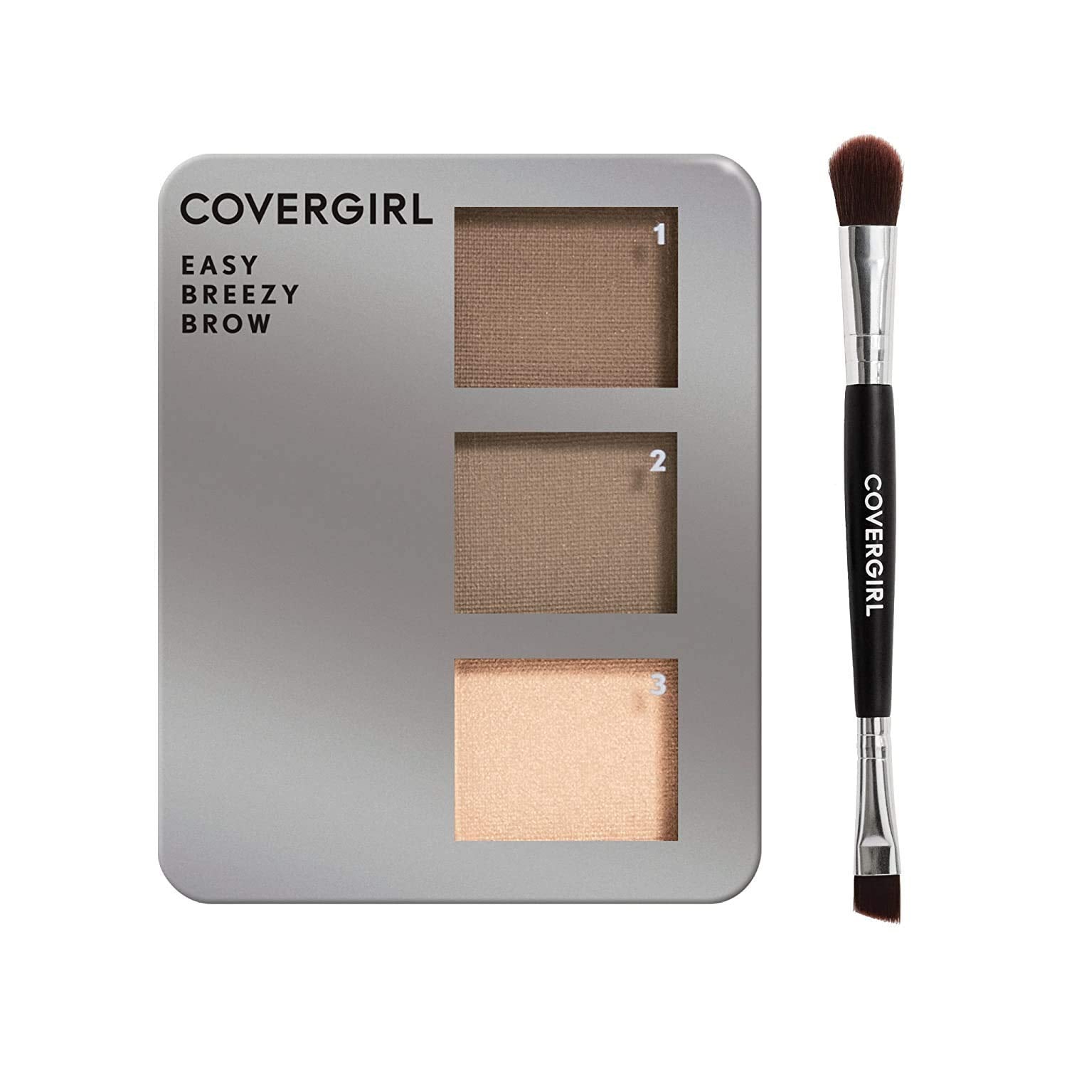 Covergirl - Easy Breezy Brow Powder Kit, Three Shades Brow Definer, Professional Double-Ended Angled Brush, Effortless, 100% Cruelty-Free : Beauty & Personal Care
