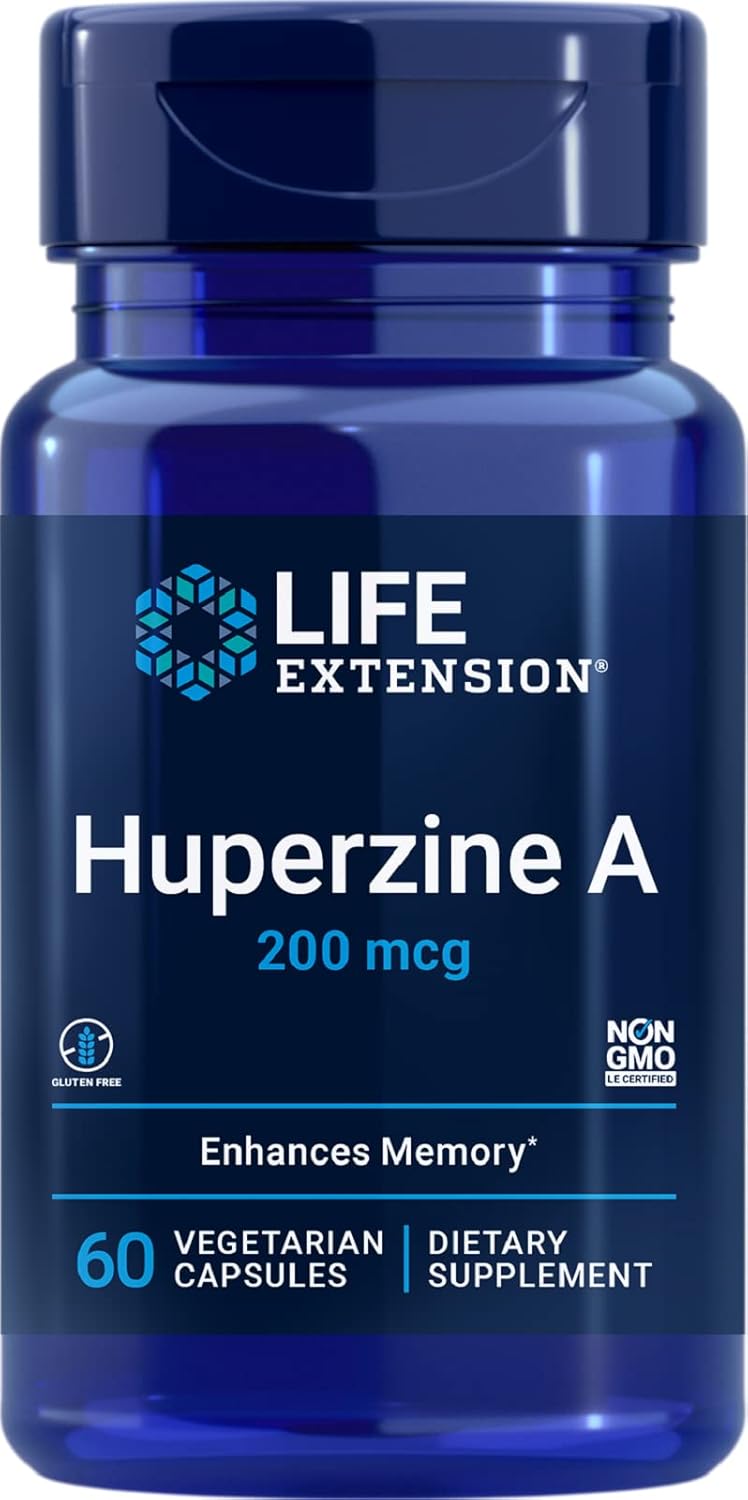 Life Extension Huperzine A 200 Mcg – Promotes Memory Health – Gluten-Free – Non-Gmo – Vegetarian – 60 Vegetarian Capsules