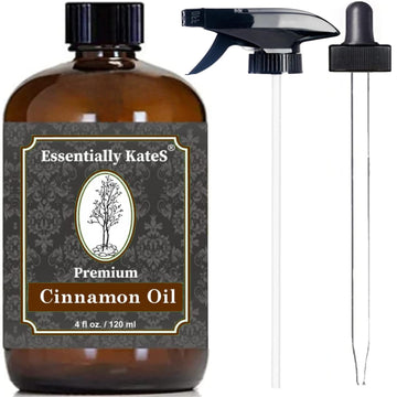 Premium Cinnamon Oil 4 Fl Oz With Huge Dropper And Sprayer - 100% Pure, Natural & Therapeutic - Cleaning, Diy Soap, Diffuser, Aromatherapy, Garden And Kitchen - Indoor And Outdoor