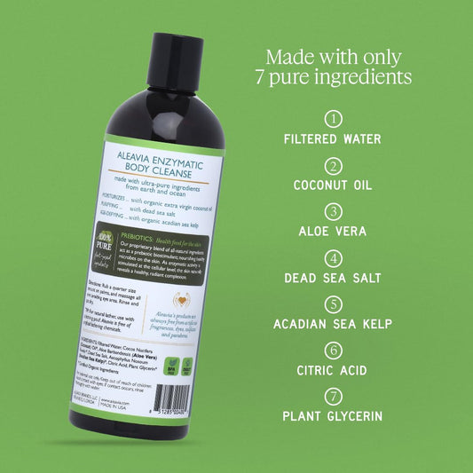 Aleavia Body Cleanse – Organic & All-Natural Prebiotic Body Wash – Fragrance-Free And Sulfate-Free Enzymatic Body Cleanser – 16 Oz