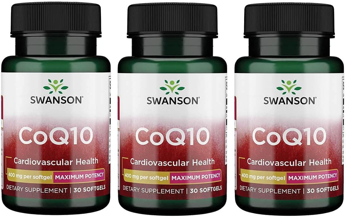 Swanson Coq10 - Helps Promote Heart Health, Energy Support, & Aids Overall Cardiovascular System Health - Helps Maintain Coenzyme Q10 Supplement - (30 Softgels, 400Mg Each) 3 Pack