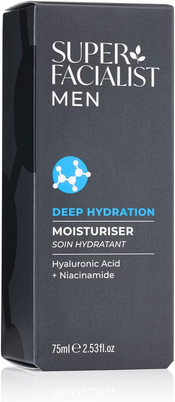Super Facialist Moisturiser For Men With Hyaluronic Acid & Spf 10 Sun Cream - Hydrate & Repair Skin With Shea Butter, Vitamin A & Vitamin C, Vegan Friendly, 75 Ml