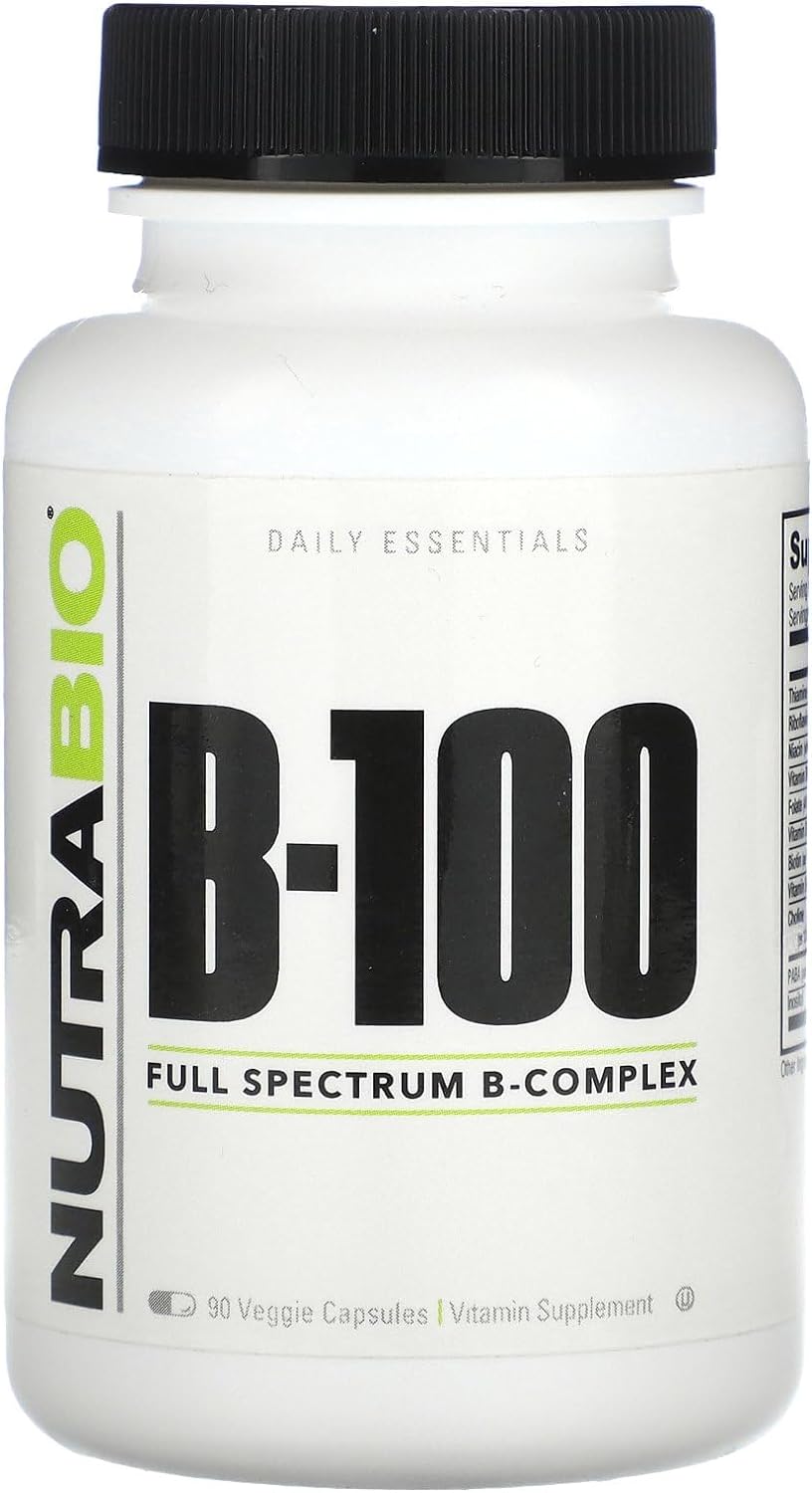 NutraBio B-100, B Vitamin Complex, Immune System & Nervous System ...