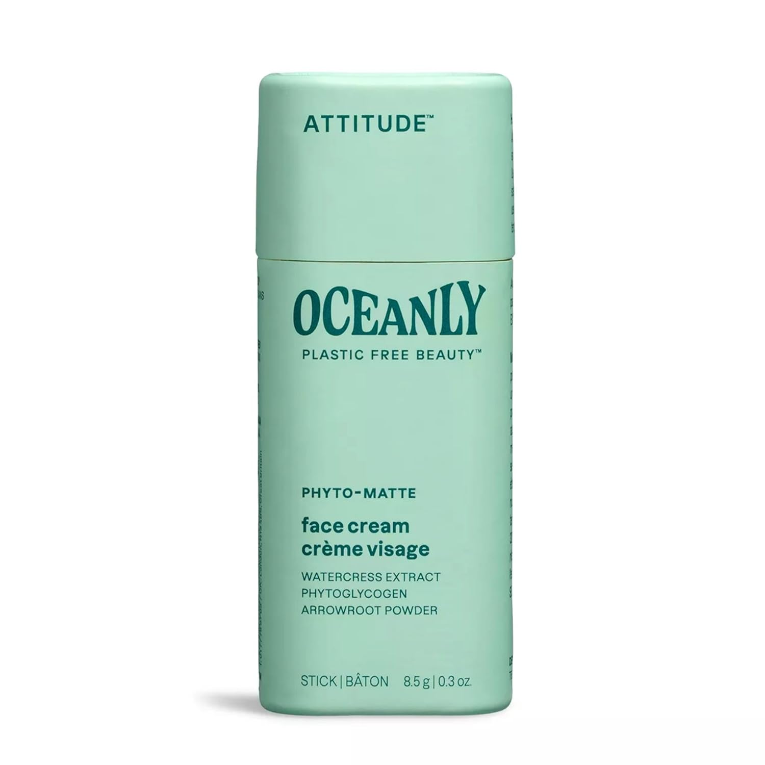 Attitude Oceanly Face Cream Stick, Ewg Verified, Plastic-Free, Plant And Mineral-Based Ingredients, Vegan And Cruelty-Free Beauty Products, Phyto Matte, Unscented, 0.3 Ounce