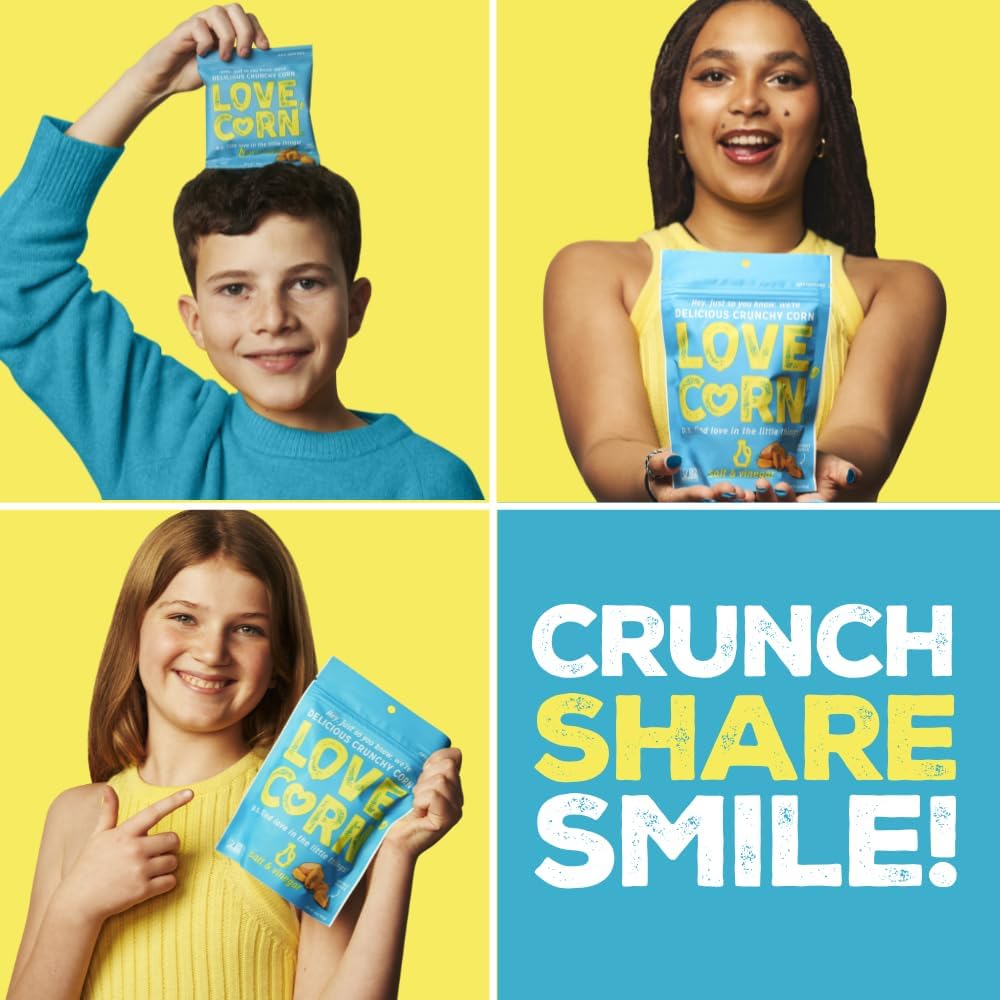 LOVE CORN Salt & Vinegar Crunchy Corn Snack 115g x 6 Bags – Healthy Snacks Ideal for Gluten Free & Vegan Diets – Low Sugar Alternative for Crisps, Mixed Nuts & Pretzels – Perfect To Graze On : Amazon.co.uk: Grocery