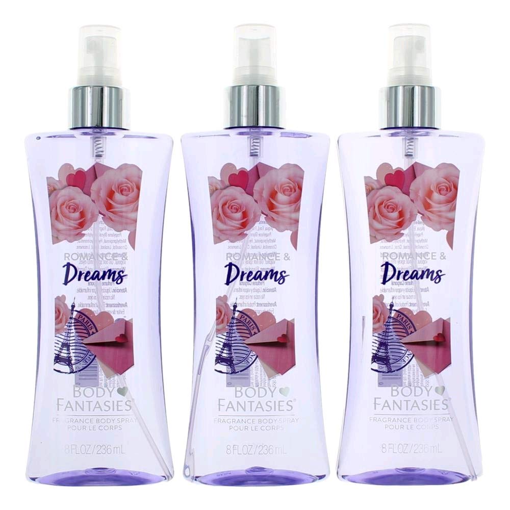Romance & Dreams By Body Fantasies 3 Pack 8Oz Fragrance Body Spray Women : Beauty & Personal Care