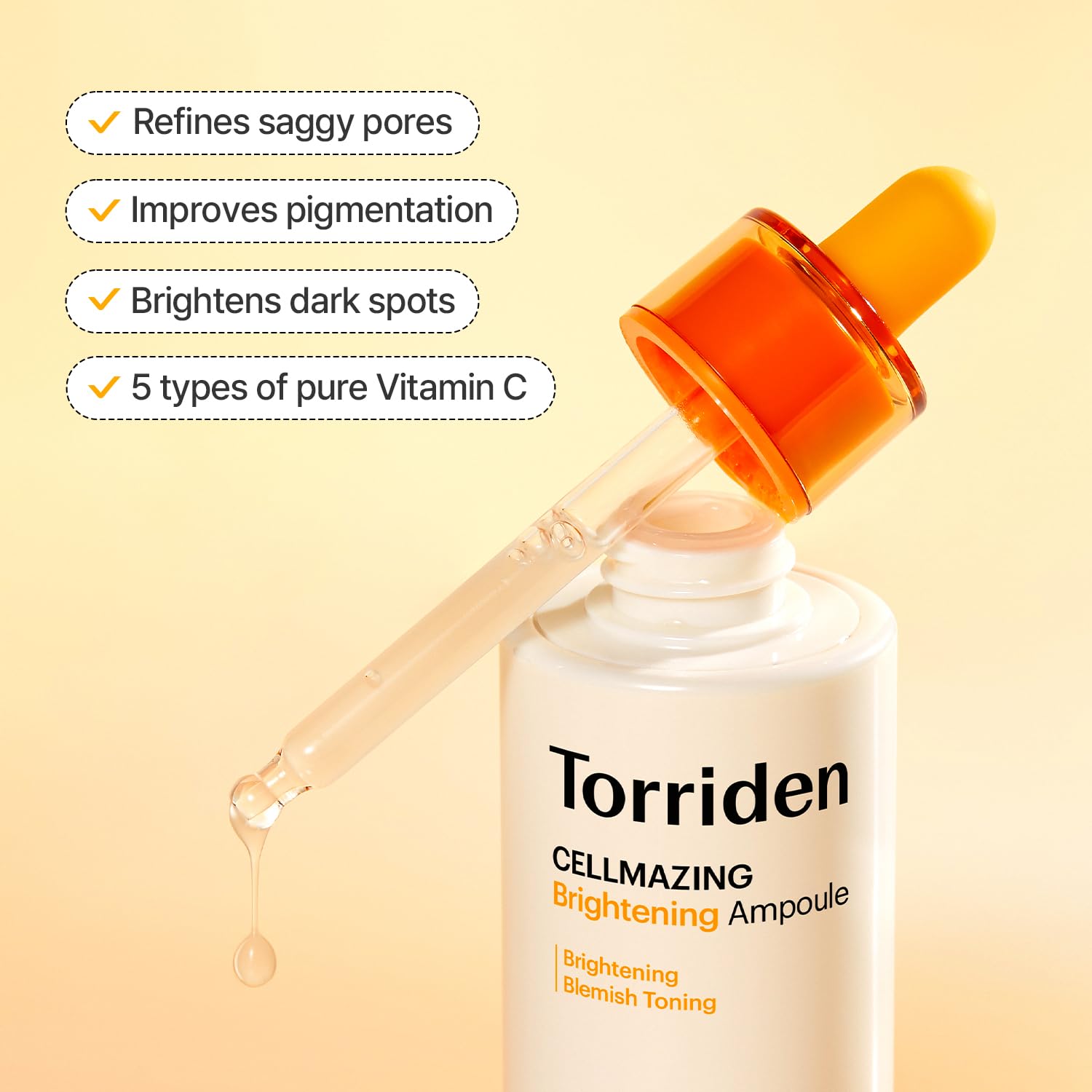 Torriden CELLMAZING Vita C Ampoule 1.01 fl. Oz | Refining Sagging Pores and Skin Texture with 5D Vitamin C, a Seaweed Complex, and Panthenol | Korean Skin Care : Beauty & Personal Care