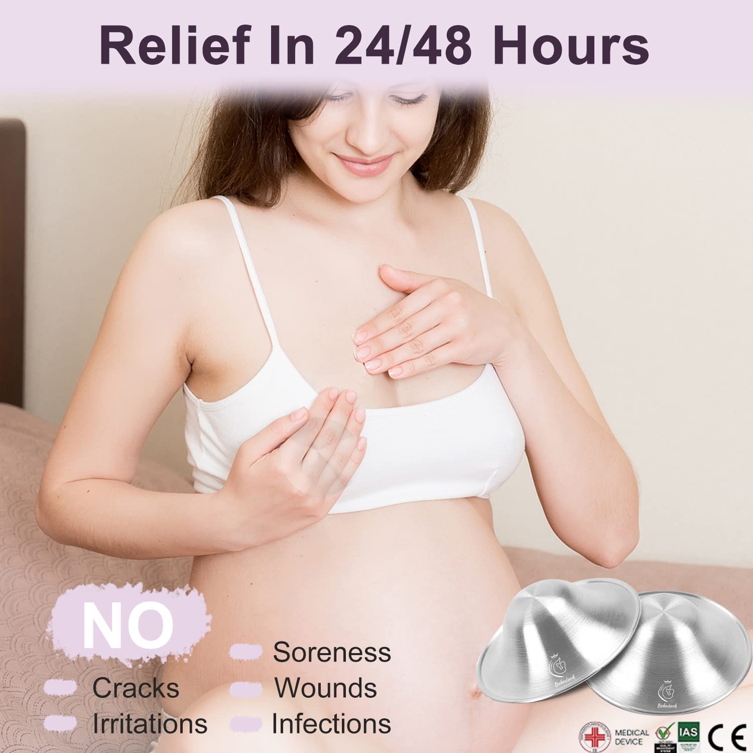 Boboduck Nipple Shields for Nursing Newborn - 925 Silver Nursing Cups Protect Your Nursing Nipple, Newborn Must Haves Nipple Pads, Nipple Covers Protector for Breastfeeding (Large Size) : Baby