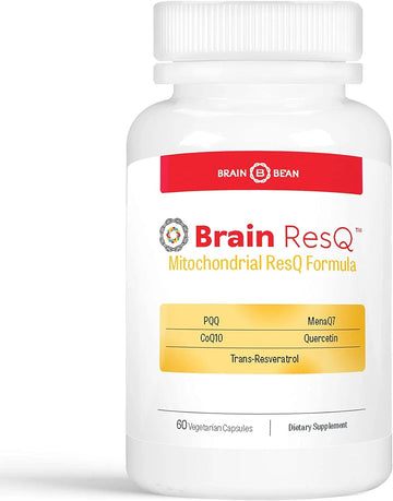Brain Resq Mitochondrial Energy Optimizer With Pqq, Coq10, Trans-Resveratrol, Menaq7, And Quercetin Supplement, Pqq Supplement 15Mg And Coq10 100Mg, Mitochondria Supplement - 60 Capsules