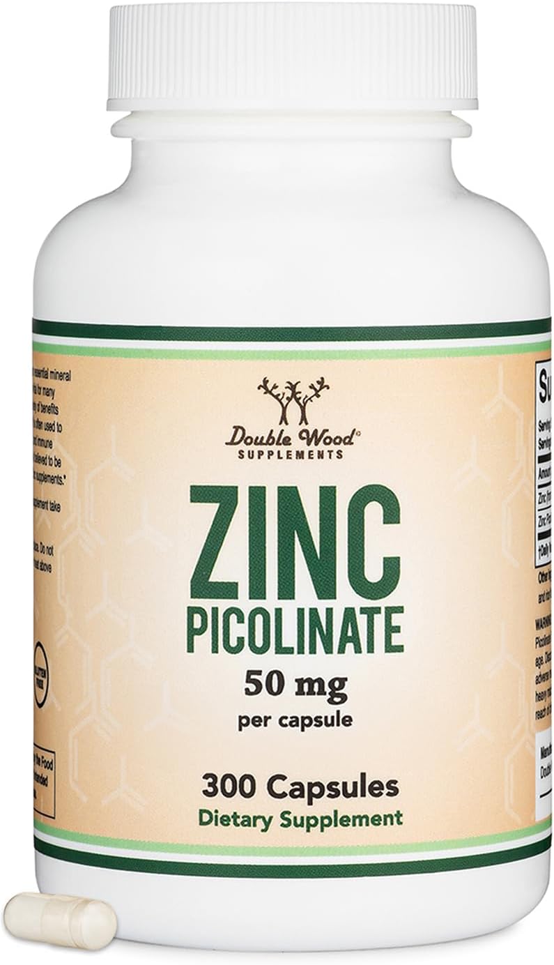 Zinc Picolinate 50Mg, 300 Capsules (Immune Support) Non-Gmo, Gluten Free (300 Day Supply) By Double Wood Supplements