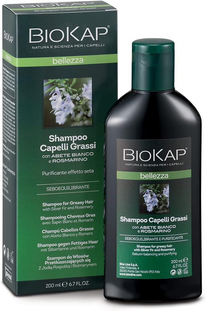 Biokap Bellezza Shampoo For Oily Hair 200 Ml | For Fragranced Light And Soft Hair - Vegetable Active Ingredients - Silver Fir - Organic Rosemary - Icelandic Moss - Menthol - Vegan