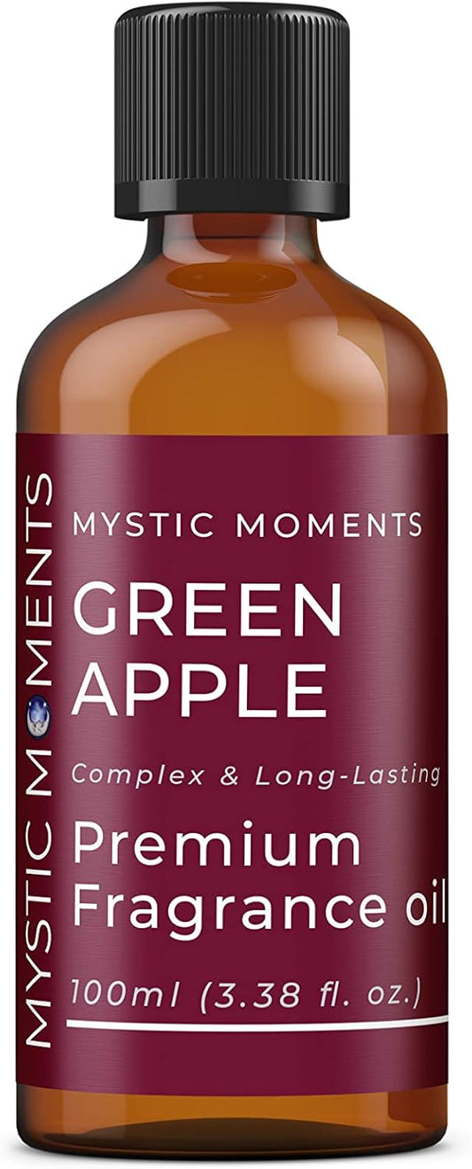 Mystic Moments | Green Apple Fragrance Oil - 100ml - Perfect for Soaps, Candles, Bath Bombs, Oil Burners, Diffusers and Skin & Hair Care Items