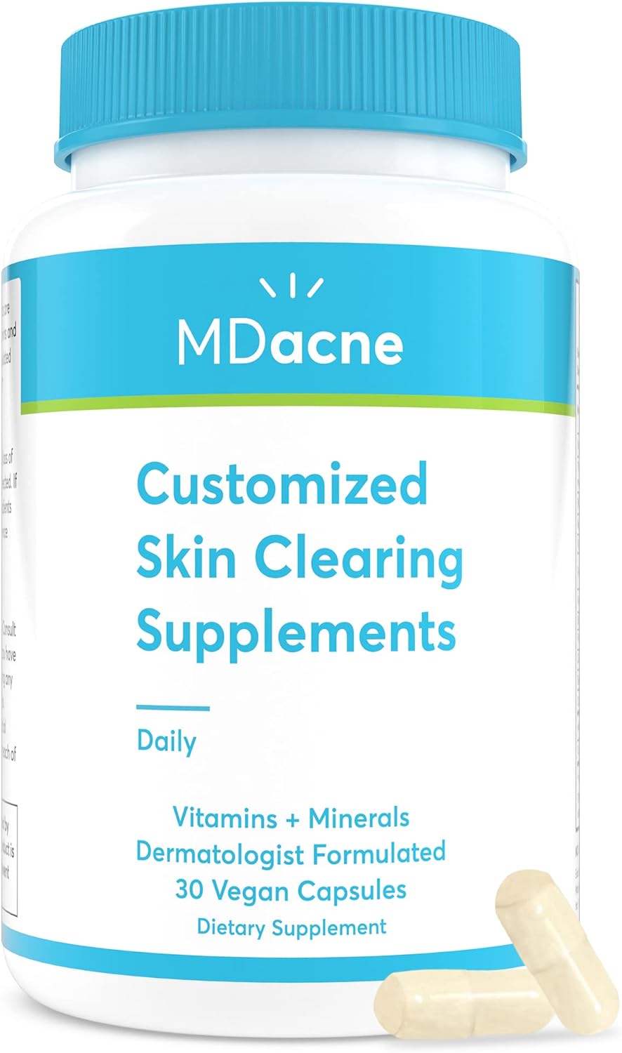 Mdacne Vitamins And Minerals Skin Clearing Supplements - 30 Vegan Capsules - Supports Topical Acne Treatment & Reduce Skin Inflammation, Redness & Pore-Clogging - Dermatologist Formulated