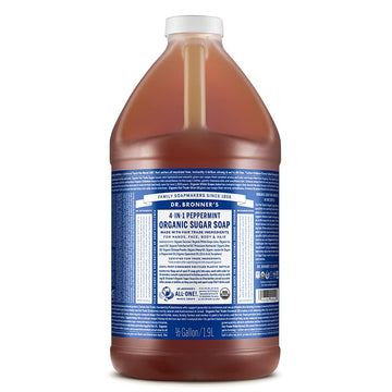 Dr. Bronner’s - Organic Sugar Soap (Peppermint, 64 Ounce) - Made with Organic Oils, Sugar and Shikakai Powder, 4-in-1 Uses: Hands, Body, Face and Hair, Cleanses, Moisturizes and Nourishes, Vegan
