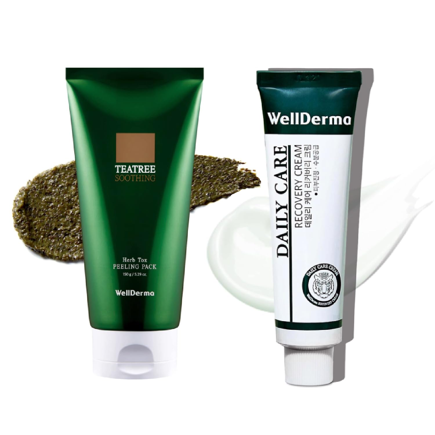 Wellderma Chadew Tea Tree Herb Tox Peeling Pack & Daily Care Recovery Moisturizing Cream Set