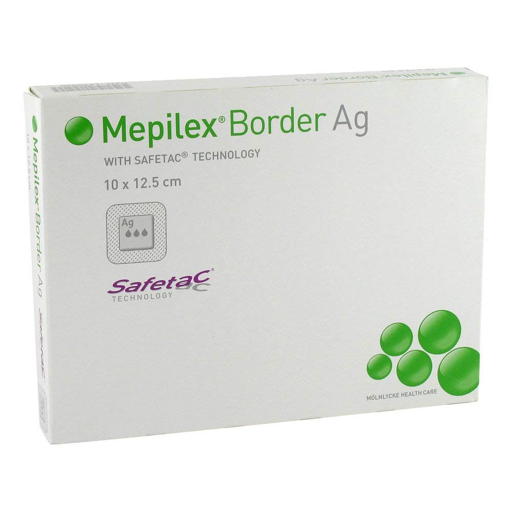 Mepilex 395360 Border Ag, Antimicrobial Absorbent Foam Dressing, 10 Cm X 12.5 Cm (Pack Of 5)