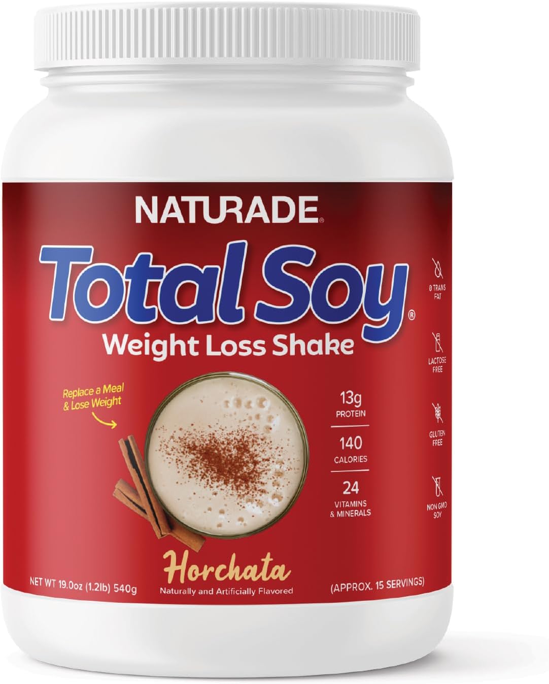 Naturade Total Soy Protein Powder - 13G Plant Protein & 140 Calories Per Serving - Zero Trans Fat - Non-Gmo Soy - Lactose & Gluten Free - Horchata (15 Servings)