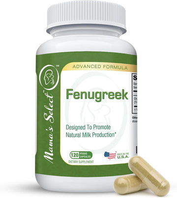 Mama'S Select Organic Fenugreek Capsules, Breastfeeding Supplement For Women, Increase Milk Supply For Lactation - Potent Organic Fenugreek Seed Powder - 610 Mg Per Capsule, 120 Vegetarian Capsules