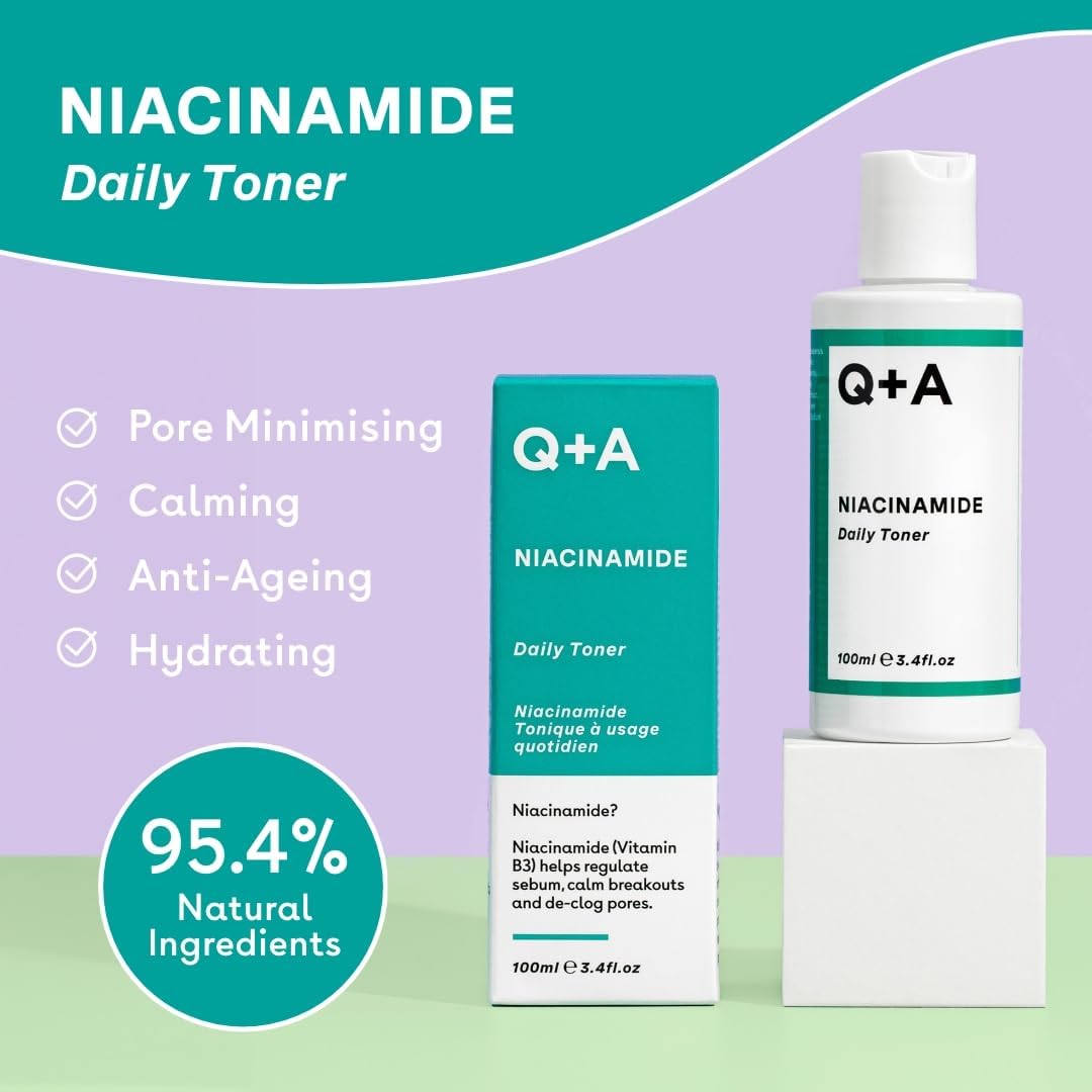Q+A Niacinamide Daily Toner for Face (100ml), Pore Refining and Hydrating Face Toner with Hyaluronic Acid and Aloe Vera, Fragrance Free Skincare, Helps Calm Redness and Blemishes : Amazon.co.uk: Beauty