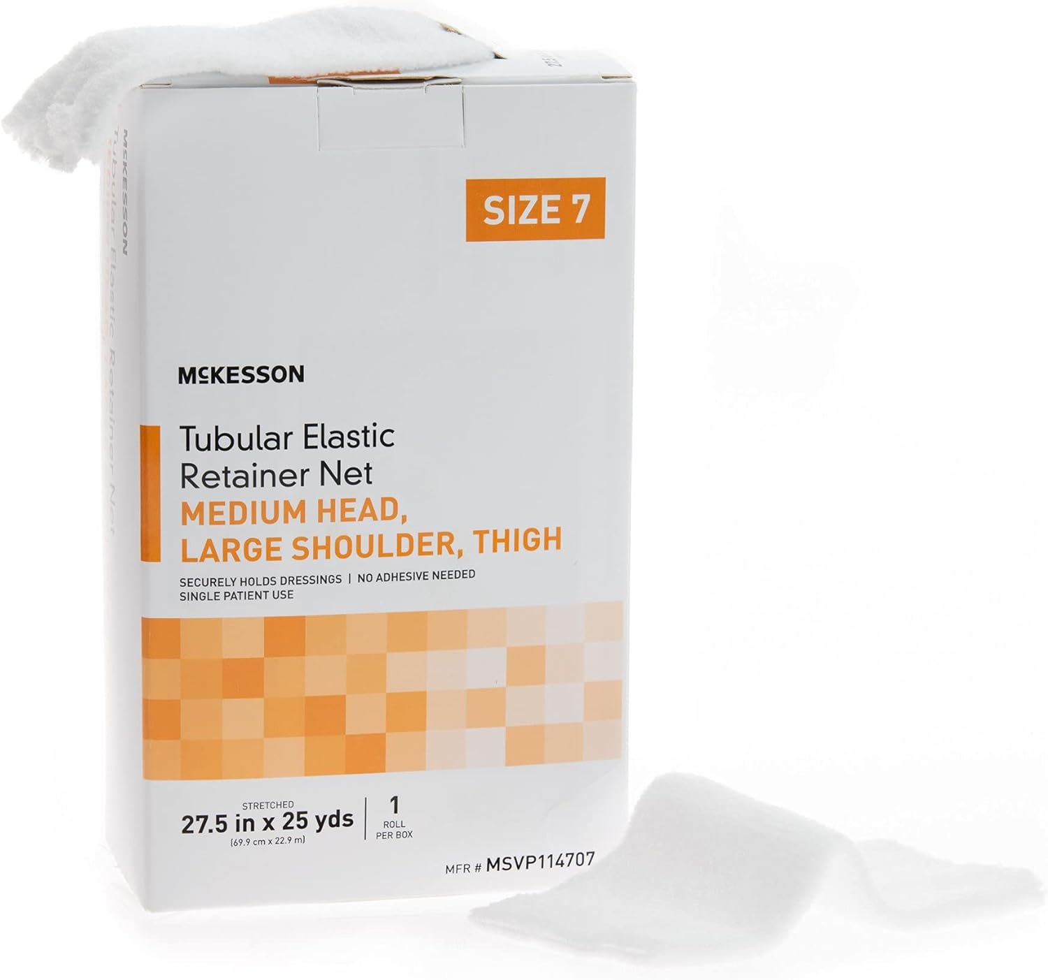 McKesson Tubular Elastic Retainer Net Dressing, Non-Sterile, Head, Shoulder, Thigh, Size 7, 27 1/2 in x 25 yd, 1 Count, 10 Packs, 10 Total : Health & Household