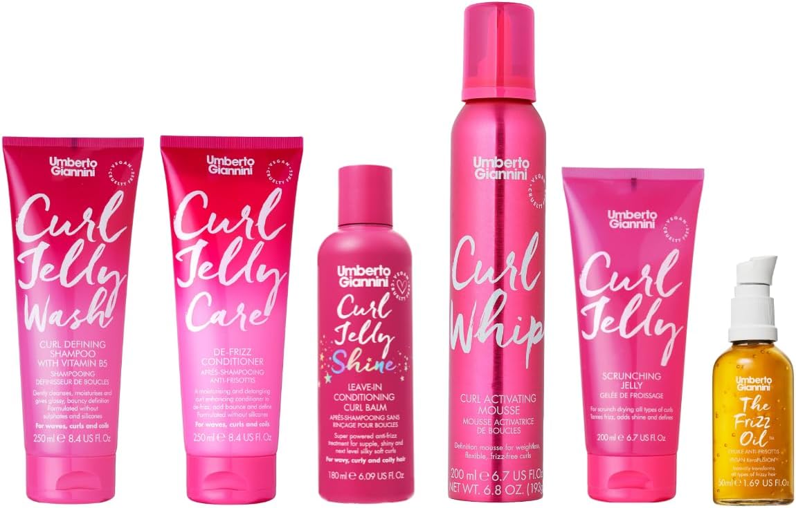 Umberto Giannini Your Best Curls Wash And Styling Curl Jelly Gift Set - Vegan & Cruelty Free Kit For Waves, Curls And Coils (Gift Box, Set Of 6 Products)