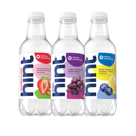 Hint Water Limited Edition Variety Pack, 4 Bottles Each Of: Strawberry Kiwi, Grape, And Blueberry Lemon, Zero Calories, Zero Sugar, Zero Sweeteners, 16 Fl Oz (Pack Of 12)