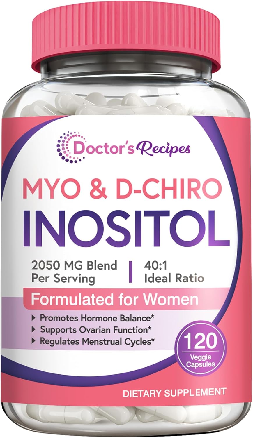 Doctor'S Recipes Inositol Supplement, Myo-Inositol & D-Chiro Inositol Capsules 2050Mg Per Serving, Ideal 40:1 Blend, Hormone Balance For Women, Ovarian Function & Fertility Support, 60 Vegan Caps