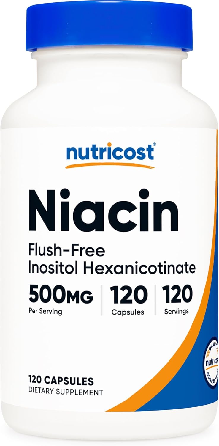 Nutricost Niacin (Flush-Free) Inositol Hexanicotinate 500Mg, 120 Capsules, Vitamin B3