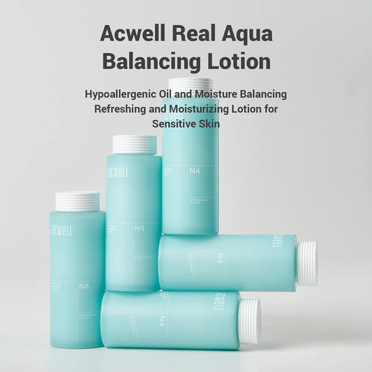 Acwell Real Aqua Balancing Hydrating And Soothing Face Lotion 4.7 Fl.Oz. - Sebum Control And Ph Balancing For Oily And Sensitive Skin, Calms Acne And Blemishes