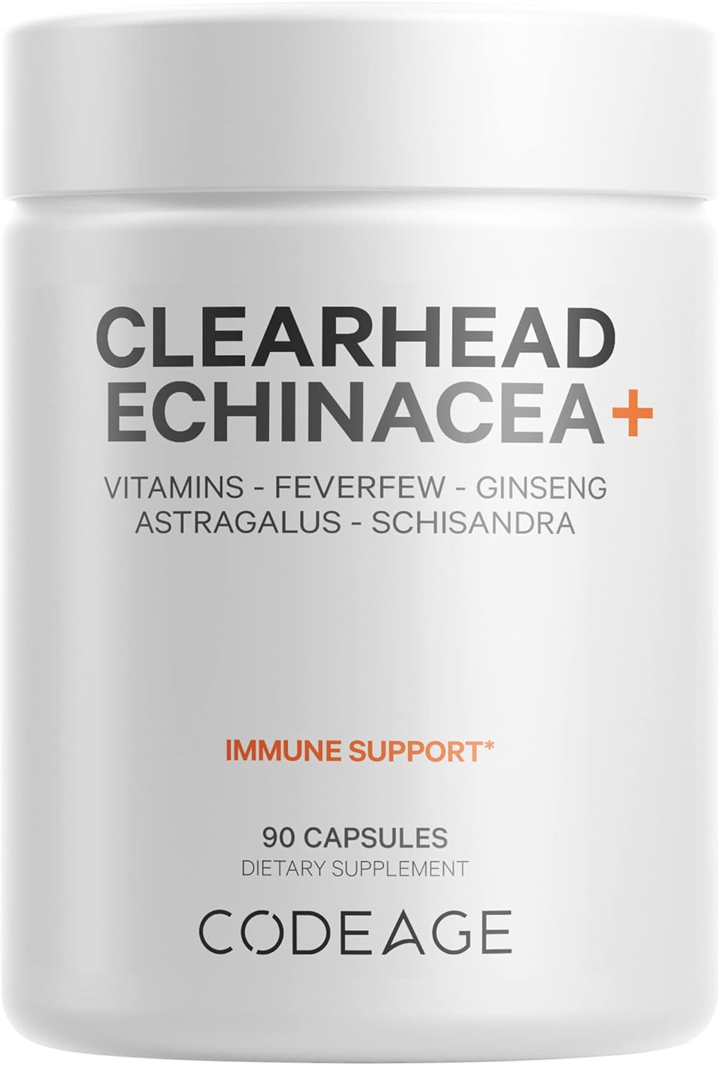 Codeage Clearhead Echinacea Supplement + Schisandra, Feverfew, Coptis, American Ginseng, Vitamin C, Vitamin D, Zinc, Selenium, Probiotics, Astragalus - Immune & Clear Head Support - 90 Capsules