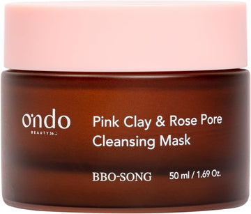 Ondo Beauty 36.5 Pink Clay Rose Pore Cleansing Mask, Deep Cleansing Face Mask With Pink Clay & Rose Water For Refined Pores & Radiant Skin, 50 G