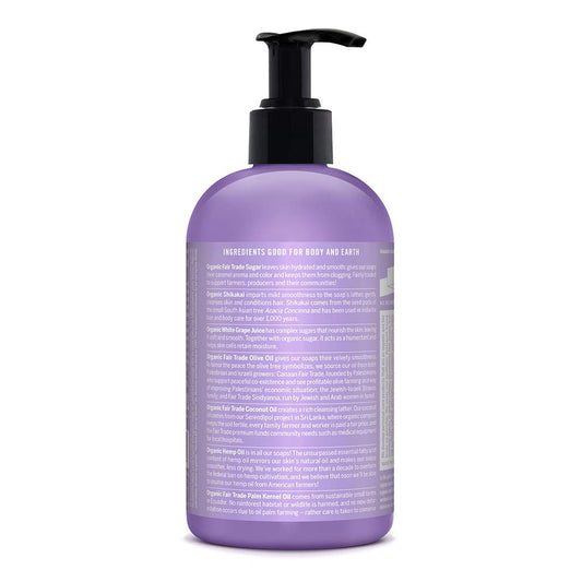 Dr. Bronner's - Organic Sugar Soap (Lavender, 12 Ounce) - Made with Organic Oils, Sugar and Shikakai Powder, 4-in-1 Uses: Hands, Body, Face and Hair, Cleanses, Moisturizes and Nourishes, Vegan